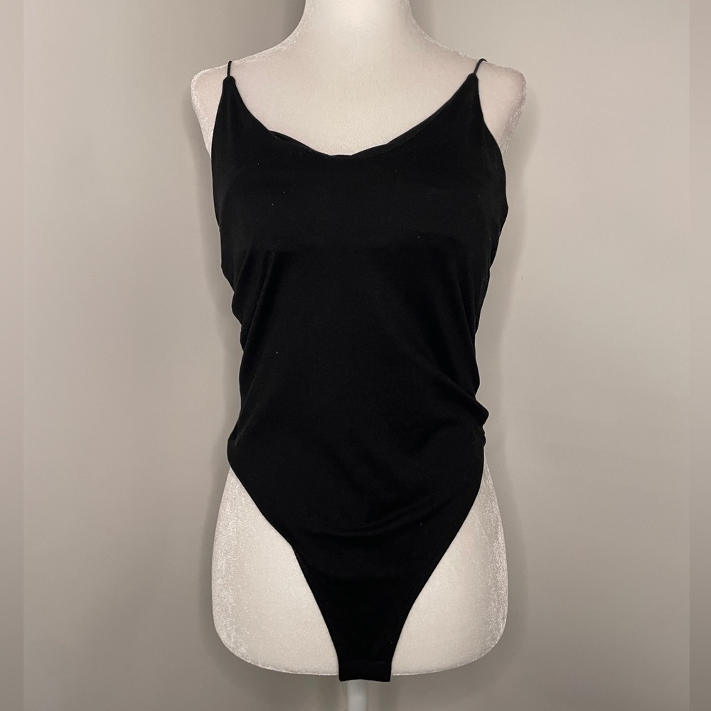 Gaze Black Bodysuit with Spaghetti Straps